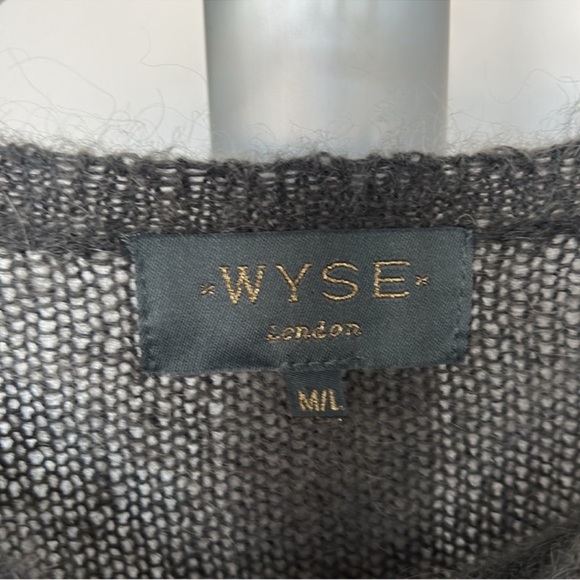 WYSE London Knit Wool Mohair Blend Sweater Sz M/L Striped Gray Pink Sparkly - Picture 5 of 9